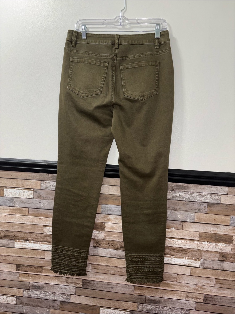 Ethyl Clothing Olive Jeans With Detailed Hem Size 8 - Picture 4 of 6